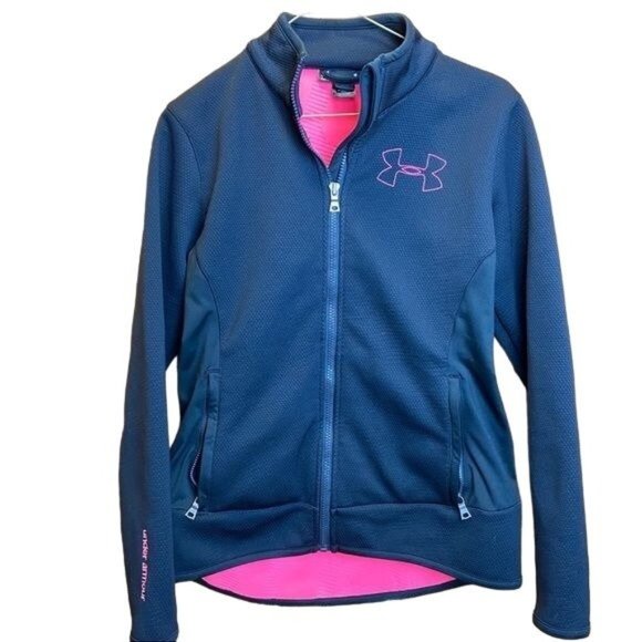 Under Armour Jackets & Blazers - Under Armour Black/Pink Full Zip Semi-Fitted Fleece Lined Jacket Size Small